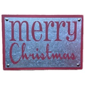 Designs By Kathy Merry Christmas Red Metal Wood Box Sign 8 x 12 inch